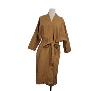 Marcellamoda Long Belted Kimono Duster Coat Sz XS Tan Brown Lagenlook Minimalist